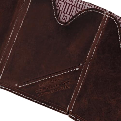 Image of LLH Leather Trifold Wallet - RFID Blocking with Stainless Steel Locking Clip Wallet, Minimalist Front Pocket RFID Blocking Credit Card Holder (Coffee)