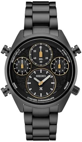 SEIKO Men's Black Dial Stainless Steel Prospex Speedtimer Limited Edition Chronograph Solar Quartz Casual Classic Diver Watch