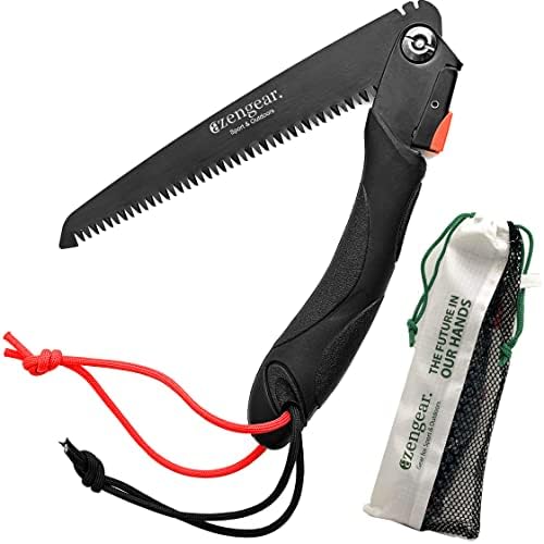 aZengear Składana ręczna piła ogrodnicza do gałęzi Bushcraft - Drewno - Kemping - Outdoor - Paracord