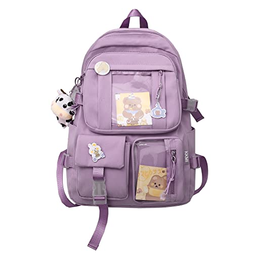 Cartable fille mignon violet en nylon pour école et voyage