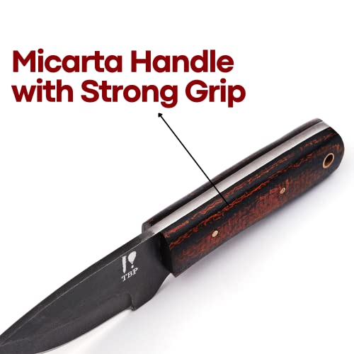 Tbp Custom Handmade 1095 High Carbon Steel Bushcraft Hunting Fix Blade Knife | Outdoor Camping Survival Knives, High Carbon Steel Chef Knife Edc 9” Micarta Handle With Cowhide Leather Sheath #TOP7