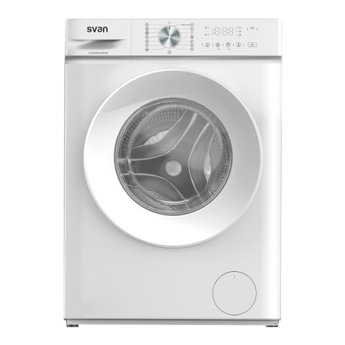 Svan Lavadora 8 Kg Carga Frontal, Blanco, SL8403AIDVB. 1400 rpm, Motor Inverter, 15 Programas, Sistema Eco-Logic, Tambor Wave, Clase de Eficiencia Energética A