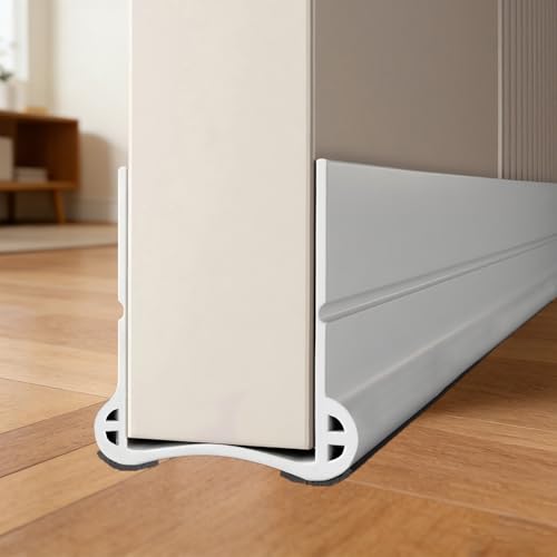PFSLiang Burlete para Puerta 93cm, Aislamiento Acústico, Cortavientos, Deflector de Lluvia, Autoadhesivo, burlete de puerta insonorizado y resistente a la intemperie para puertas (Blanco)