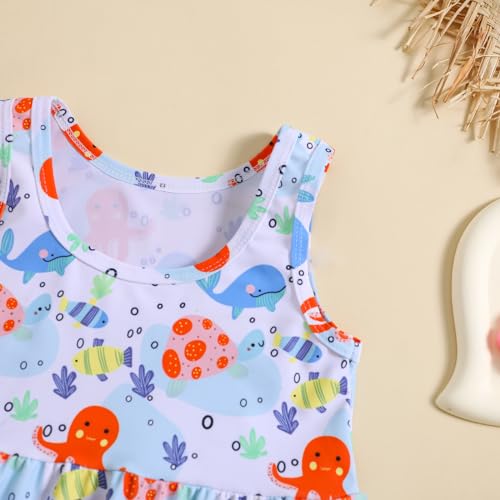 Little Girls Swimsuit Sleeveless Ruffle Top & Shorts Two Piece Tankinis Set Kids Swimwear Bathing4