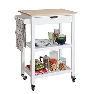 SoBuy FKW66-WN Serveerwagen hout | Trolley | Keukentrolley | Wit