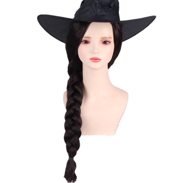 KiyaCos Braid Black Brown Wicked Wig Long Braided West Bad Witch Wizard Cosplay Wigs for Women (without Hat)