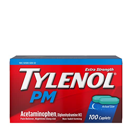 Tylenol Pm Extra Strength Pain Reliever & Sleep Aid Caplets, 500 Mg Acetaminophen, 100 Ct #TOP1