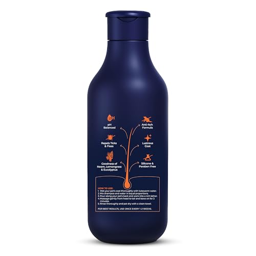 Image of Lozalo Canis Botanica Pet Shampoo 1500ml (750 ml+750 ml Free) Anti Tick & Flea Dog & Cat Shampoo with Neem, Lemongrass & Eucalyptus | pH Balanced & Paraben Free Shampoo for All Breeds