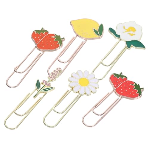 6個 ペーパークリップ イチゴピン かわいい紙のシルプ フルーツ押