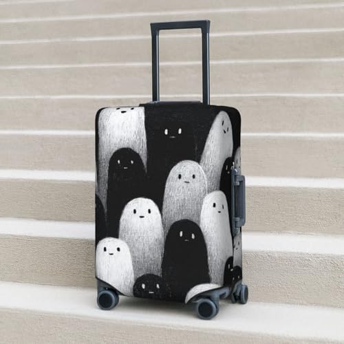 Minimalist Cute Ghosts Elastic Travel Luggage Covers Dustproof Scratch-Resistant Suitcase Protector Fit 22-24 Inch 6