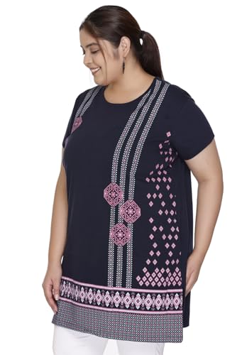 Image of Women Printed Cotton Tshirt with Side Slits & Pocket