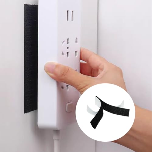 Image of 20 Sets 1x4 Inch Hook and Loop Strips with Adhesive, Heavy Duty Fastener Double Sided, for Home and Office Use,Instead of Holes and Screws, Black