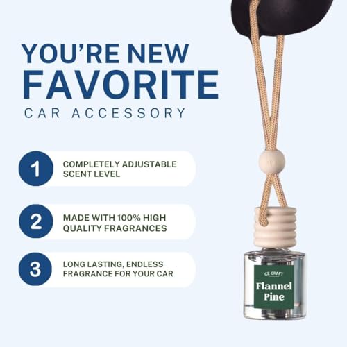 Image of C&E Craft Co Hanging Car Air Freshener Diffuser 2 Pack, Long Lasting Fragrance Oil Car Freshener, Glass Bottle Auto Air Freshener, Made in USA (Flannel Pine)