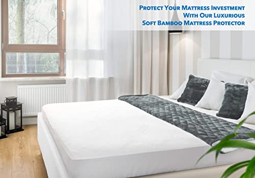 Plushdeluxe Premium Bamboo Mattress Protector – Waterproof, & Ultra Soft Breathable Bed Mattress Cover For Comfort & Protection - (Twin) #TOP5