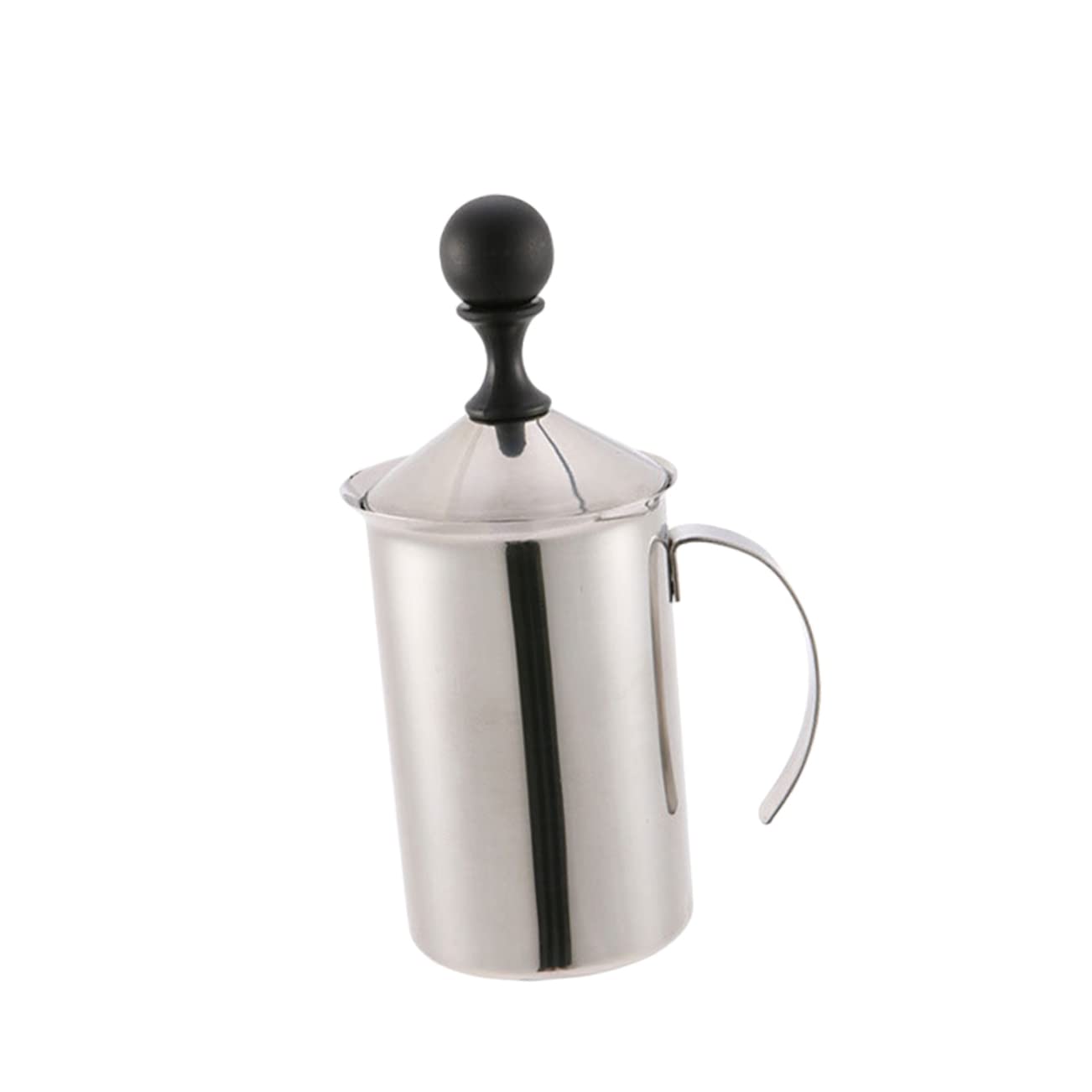 Schiumatore Latte Manuale in Acciaio Inox 600ml Pompa Coperchio Doppio Rete Tazza Per Bar E Casa Resistente E Versatile