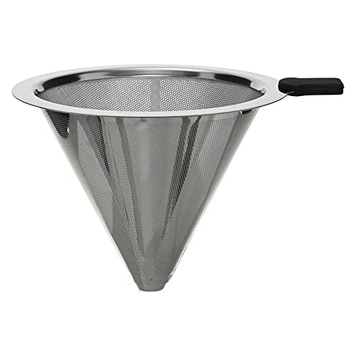 Mimo Style Passador de Café Vidro Borossilicato 16cm com Cabo de Bambu e Filtro de Aço Inoxidável Re