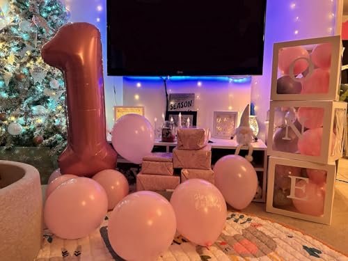Image of Number Balloons 18 Balloon 40 inch Pearl Pink for 18 81 Birthday Decoration | Saturated Color, Large 40 in, With Straw & Hanging Hole, For Back-to-School Season, Wedding, Christmas, New Year, Anniversary