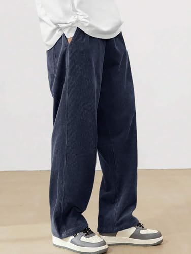 Image of KOTTY Men's Solid|Button|Wide|Loose fit|Corduroy Trousers & Pant for Men