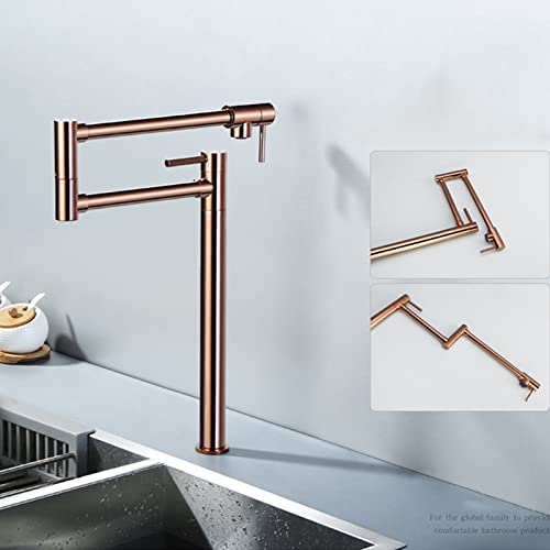 Robinet de cuisine mural or rose en laiton chic avec bras pivotant - 6