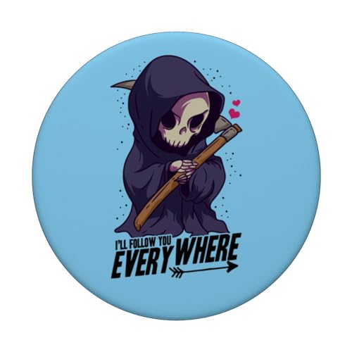 I'll Follow You Everywhere Grim Reaper Halloween PopSockets Swappable PopGrip, Black - Image 3