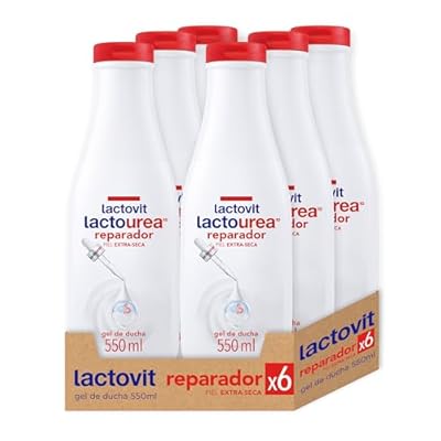 Lactovit - Gel de Ducha Reparador Lactourea Hidrata Nutre y Repara Piel Fuerte y Joven Textura Cremosa con Protein Calcium y Lactourea para Pieles Muy Secas o Extra Secas - Juego de 6 x 550 ml