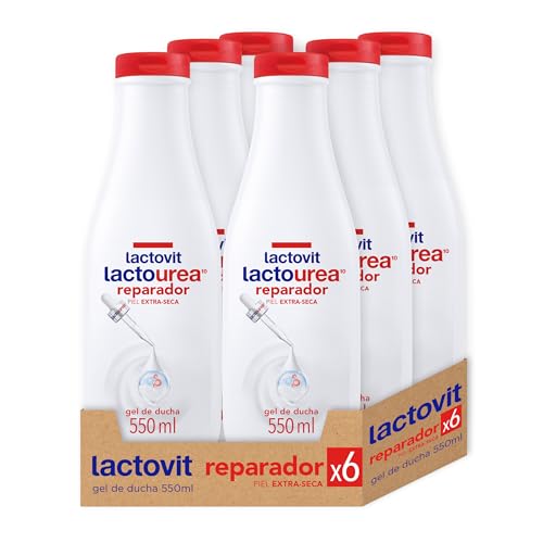 Lactovit - Gel de Ducha Reparador Lactourea, Hidrata, Nutre y Repara, Piel Fuerte y Joven, Textura Cremosa, con Protein Calcium y Lactourea, para Pieles Muy Secas o Extra Secas - Juego de 6 x 550 ml