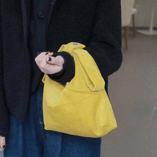 Corduroy Tote Bag Bow Yellow Corduroy Shoulder Tote Bag Alt Casual Soft Handbag With Adjustable Strap for Women Everyday3