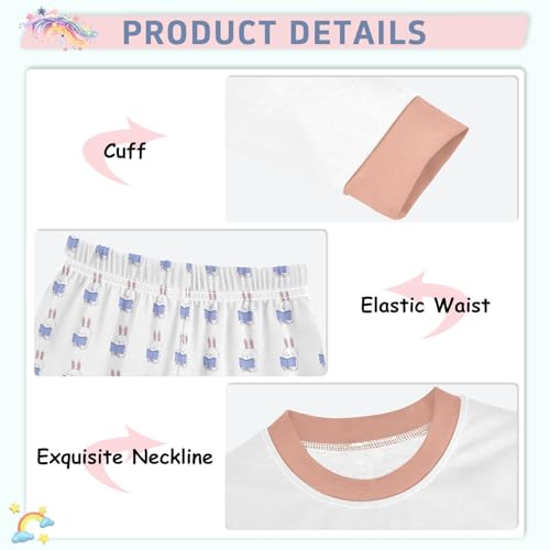 Cartoon Pajamas Set Rabbit Read Book Long Sleeve PJs Cotton Jammies Sleepwear Top and Pants Multicolor4