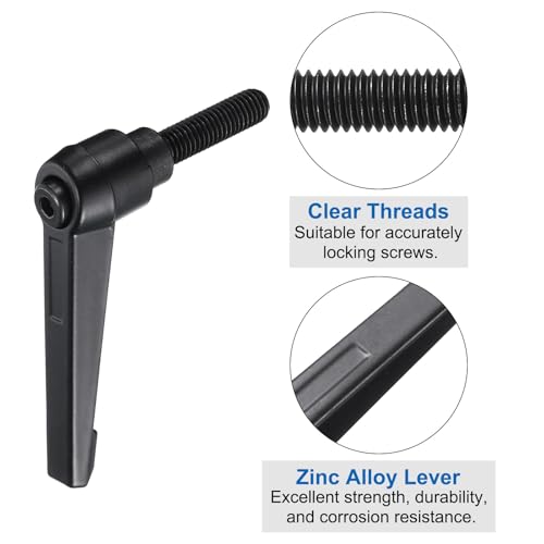 Image of uxcell 10pcs Lever Adjustable Handles M8 x 32mm Metric Male Thread, Level Clamping Handle Hand Stud Knobs Rotating Screw Handles Bolts with Locking Lever, Black