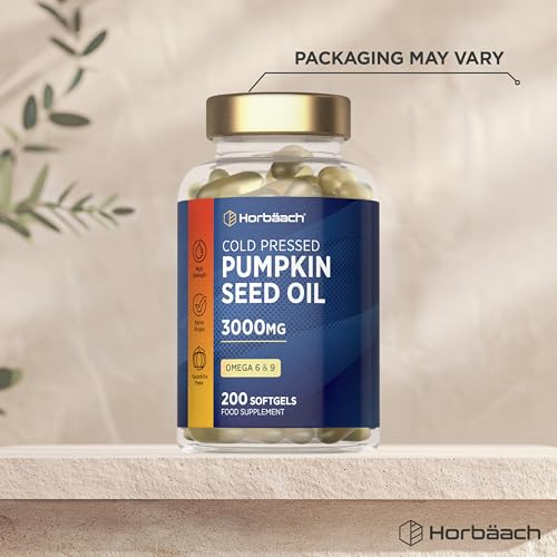 Pumpkin Seed Oil Capsules 3000mg | Omega 6 and 9 Fatty Acids | Cold-Pressed | High Strength Supplement | 200 Softgels | by Horbaach - 4