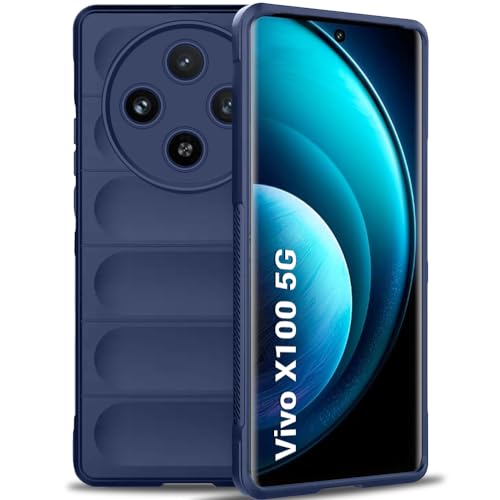 Image of TheGiftKart Liquid Silicon Back Cover Case for Vivo X100 5G | Shockproof Military Grade Protection | Micro-Fibre Cloth On Inner Side | Built-in Anti-Slip Grip Vivo X100 5G Back Cover (TPU, Blue)