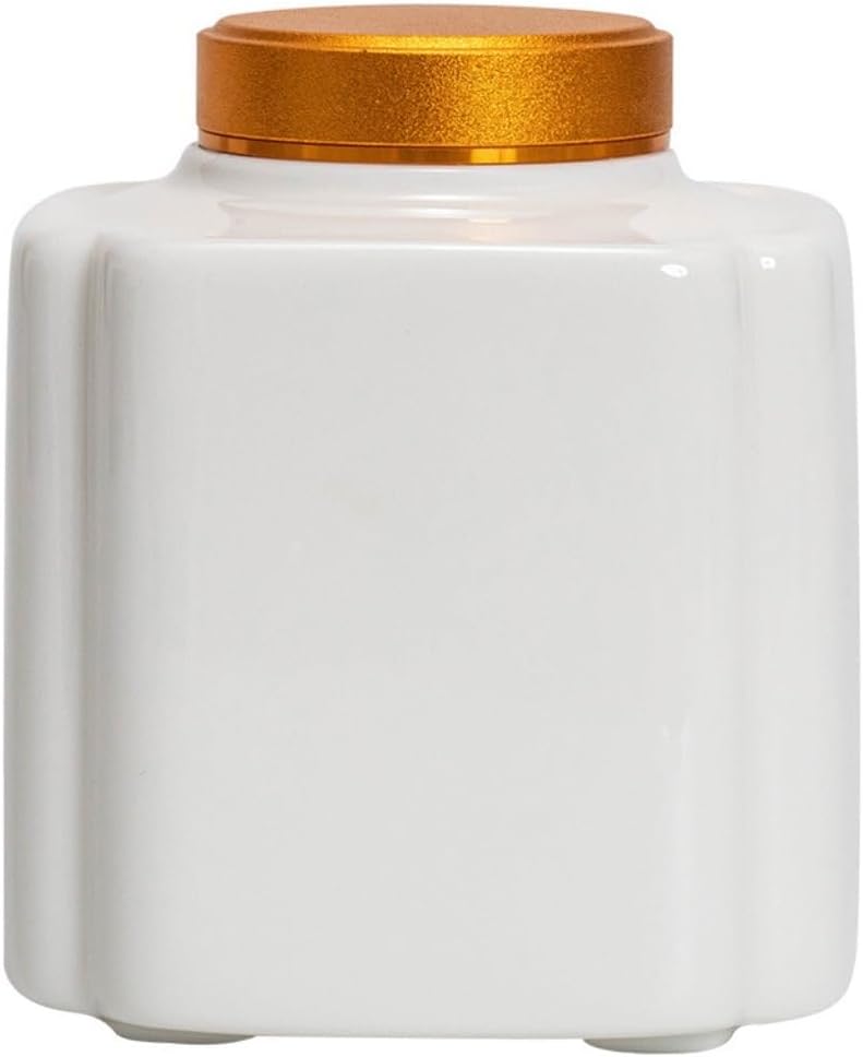 SONGCHAO Sugar Jar White Porcelain Loose Tea Storage Jar Household Nut Coffee Cereal Sealed Jar Kitchen Storage Jar Wake Up Tea Jar Tea Canister