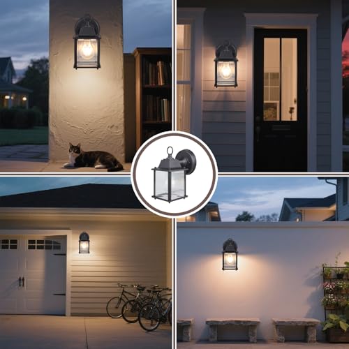MULANDI Outdoor Light Fixture, Classic Die-Cast Aluminum & Tempered Glass Porch Light for House, E26 Base (60W Max) Waterproof Wall Lantern for Front Door Garage Garden, ETL Qualified, Black, 1 Pack by MULANDI - Image 6