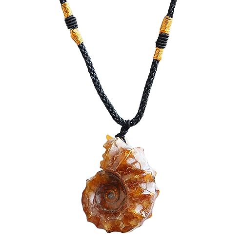 Yajimsa concha caracol, colgante concha amonita, concha natural, Colgante piedra concha, concha caracol espiral hecha a mano, joyería amonita para hombre