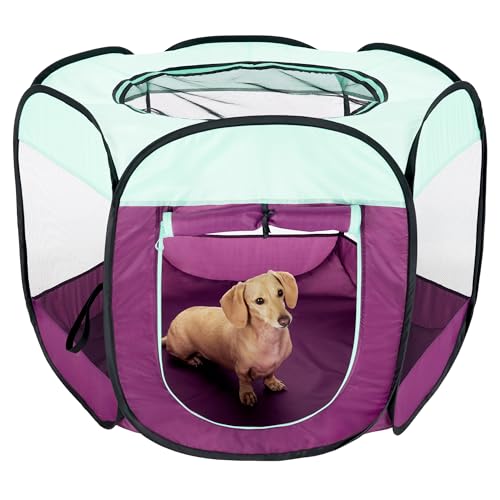 Image of Furhaven Portable Pet Playpen for Dogs & Cats, Extra Large Indoor Kitten Playpen with Mesh Sides, Foldable Dog Playpen for Small Dogs, Pop Up Travel Dog Pen, X-Large, Pet Crate with Mesh Sides, Navy