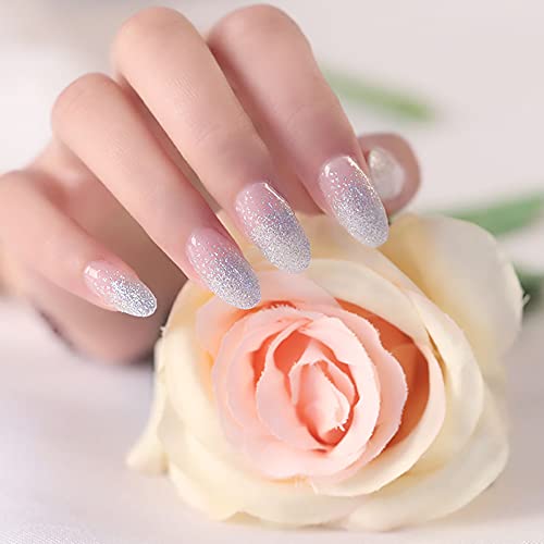 Silpecwee 5 Sheets Nail Polish Strips Rainbow Glitter Adhesive Nail Stickers Full Nail Wraps Nail Strips For Women Nail Accessories With 1Pc Nail File #TOP6