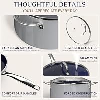 14PC Pots and Pans Set Non Stick Silver Gray, Ceramic Cookware Set, 9H Diamond-Reinforced, Forged Aluminum Fast Even Heating, PFAS-Free, Stay-Cool Stainless Handles, Induction, Oven & Dishwasher Safe — image 7