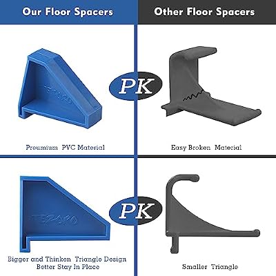 Flooring Spacers,Laminate Wood Flooring Tools,Compatible w/Vinyl Plank, Hardwood & Floating Floor Installation etc,Hardwood Flooring w/1/4 Gap,Special Triangle Stay in Place (24)