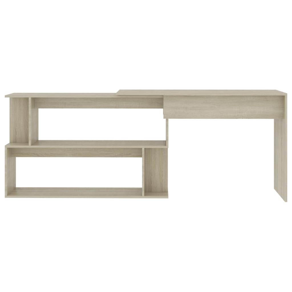 Scrivania angolare in rovere Sonoma, 200 x 50 x 76 cm, girevole, con scomparti aperti, per ufficio, casa, studio, tavolo per computer, salvaspazio