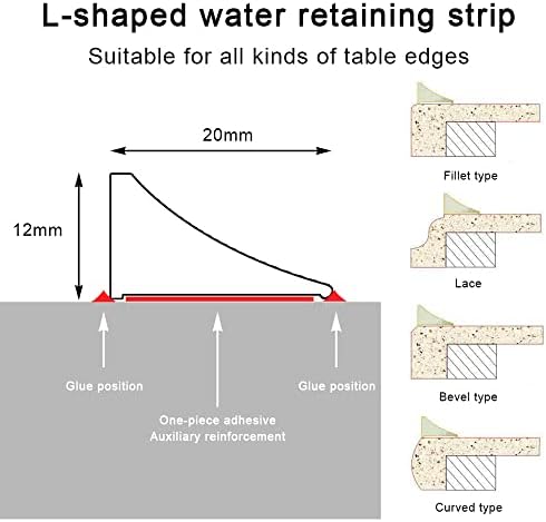 39Inch/1M Shower Threshold Water Barrier, Wet Room Bathroom Kitchen Floor Water Dam, Shower Tray Sealing Strip, Sink Bathtub Countertop Water Retaining Strip, Water Stopper Strip