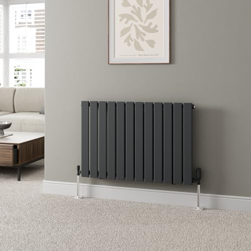 DuraTherm® 600 x 908mm Anthracite Grey Horizontal Designer Radiator Single Column Flat Panel Modern Central Heating Panels Bathroom Radiators