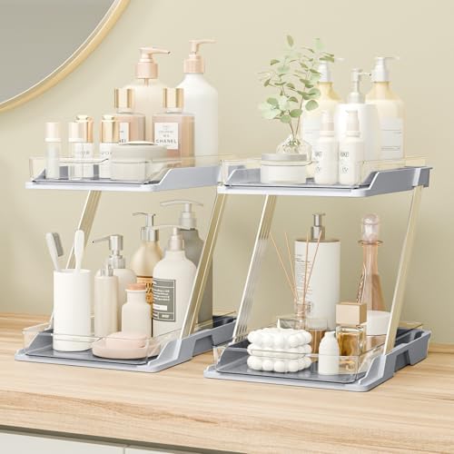2 Pack Bathroom Organizers and Storage - Multi-Purpose,2-Tier Cle...