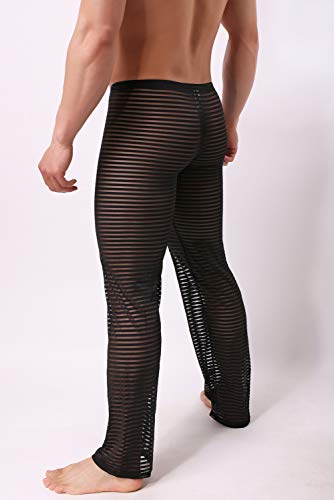 Men’s Summer Sexy Mesh See Thru Stretchy Lightweight Sleep Lounge Pants4