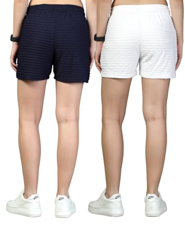 Image of UZARUS Women's Elastic Waist Shorts Night Wear Sports and Running Gym Workout and Yoga Regular Fit Short for Women Combo (Pack of 2)