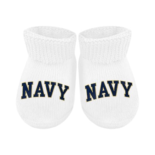Baby Bootie Sock - Navy Midshipmen - White - Newborn - 6 Mos