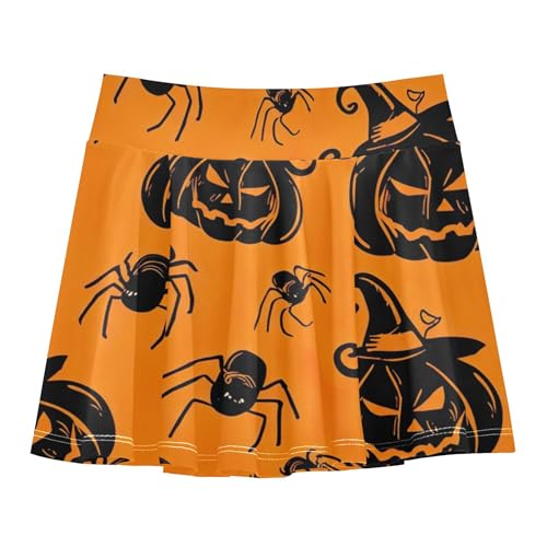 Girls Skorts Athletic Shorts Tennis Skirts Kids Summer Pleated Skort Halloween Black Pumpkins Witch Hats 3t