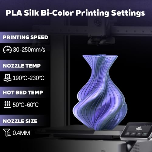 Image of Silk Dual Color Black Purple PLA 1.75mm 1kg Shiny 3D Printer Filament FDM | Silk finish Bi color Black Purple Coextrusion Smooth transition Neatly wound Low warping 1kg spool 2.2lbs for Bambu Prusa AMS