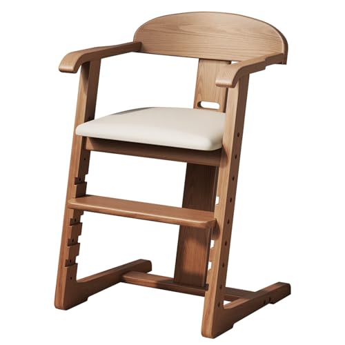 DOMGMUWUJEE Solid Wood Toddler Dining Chair - Adjustable Height Easy to Clean Toddler high Chair - Kids high Chair from 3 Years to 200 Lb Grow with Child(Walnut)