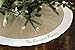 Personalized 54” Christmas Tree Skirt in Natural Burlap with Ivory/Cream or White Quilted Trim