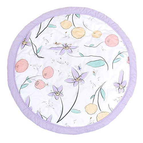 Image of JumpOff Jo – Baby Quilted Floor Mat for Tummy Time Play, Soft & Safe Crawling Mat for Babies, 36" Portable Baby Play Mat for Playdates, Traveling - Fairy Blossom Pink
